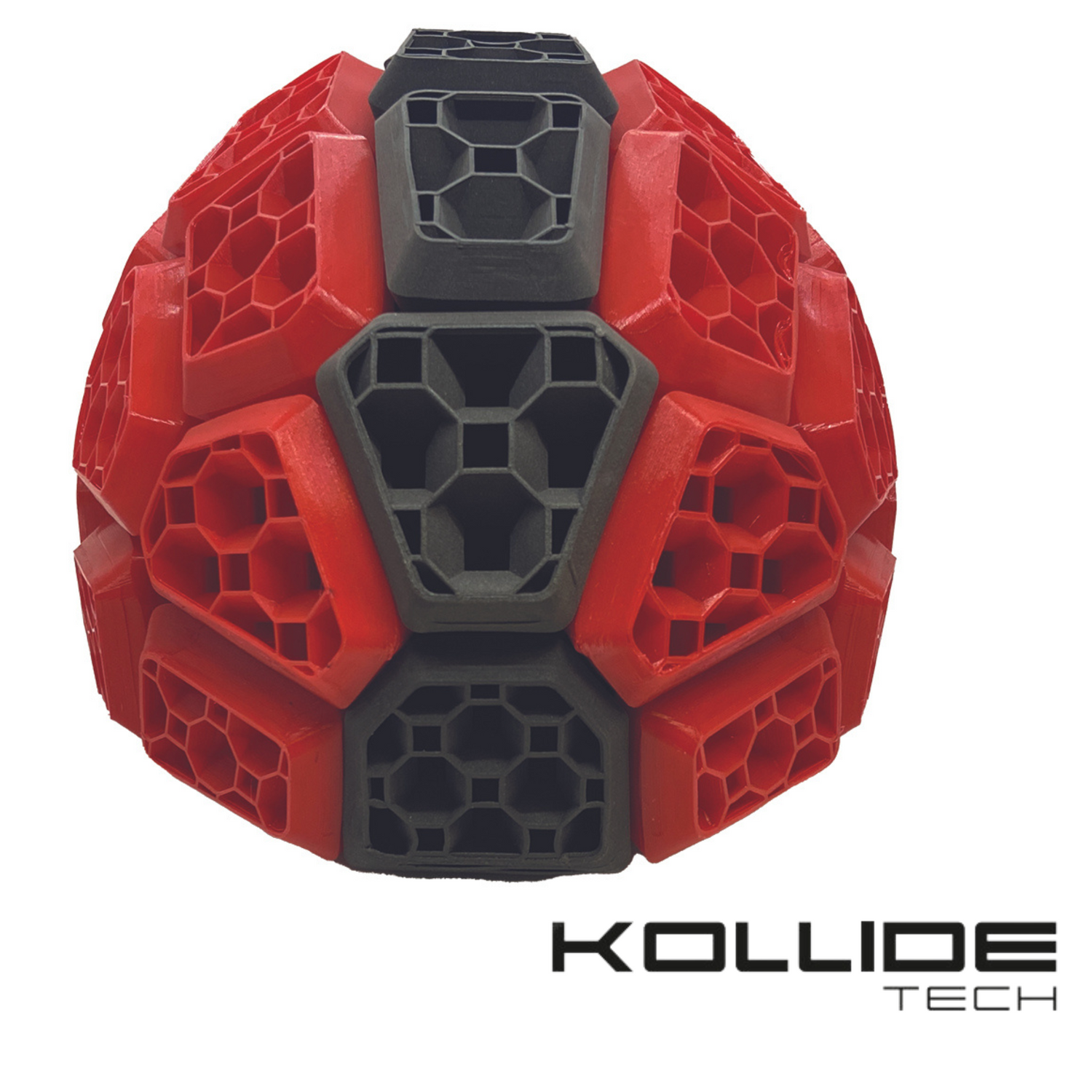 Side view of the internal lattice materials used for the LIGHT Gladiator football helmet with the Kollide Tech logo