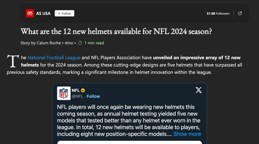 AS USA | What are the 12 new helmets available for NFL 2024 season?