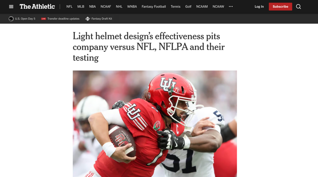 The Athletic | Light helmet design’s effectiveness pits company versus NFL, NFLPA and their testing