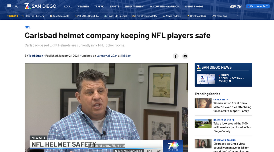 NBC | Carlsbad helmet company keeping NFL players safe