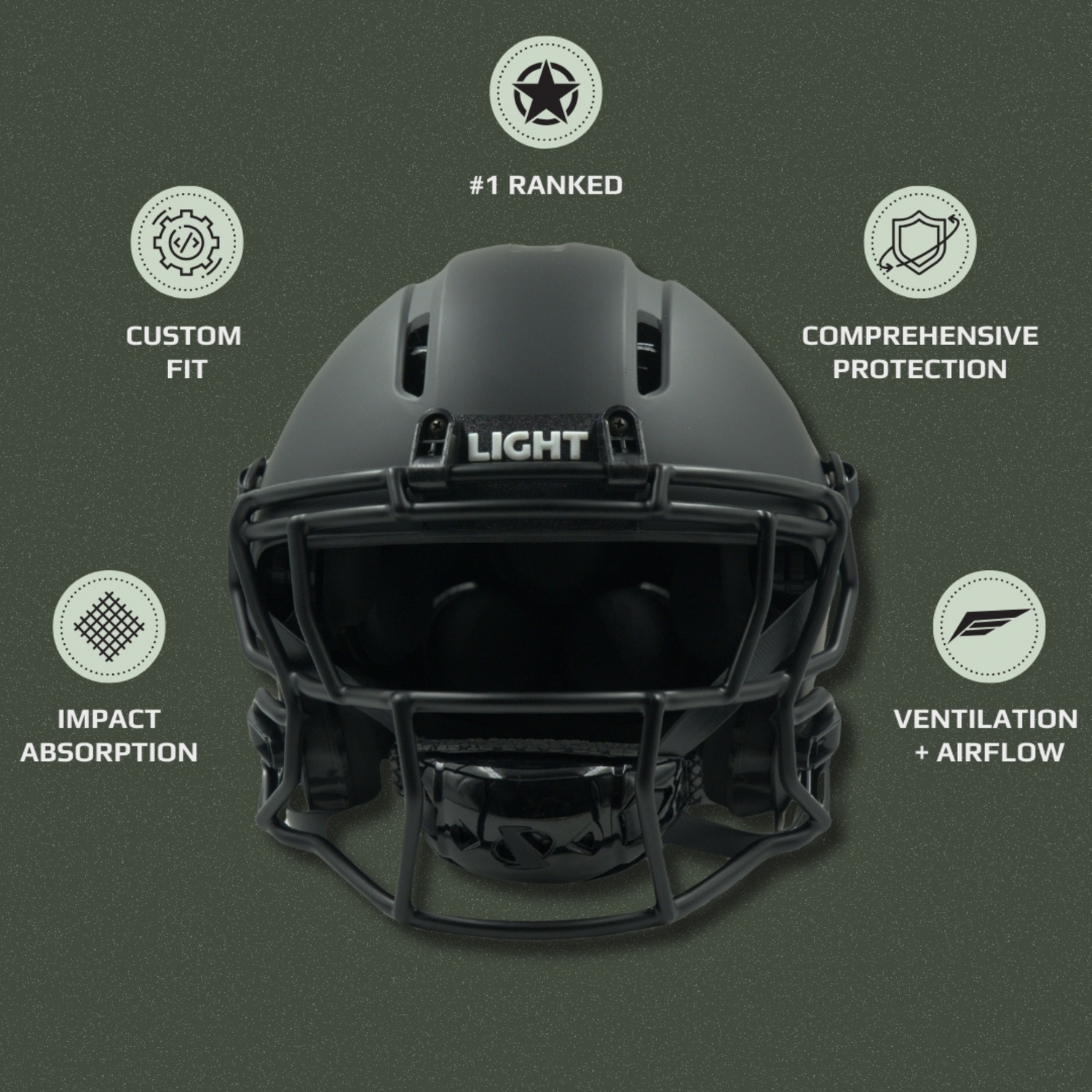 LIGHT Apache helmet with icons highlighting different accolades