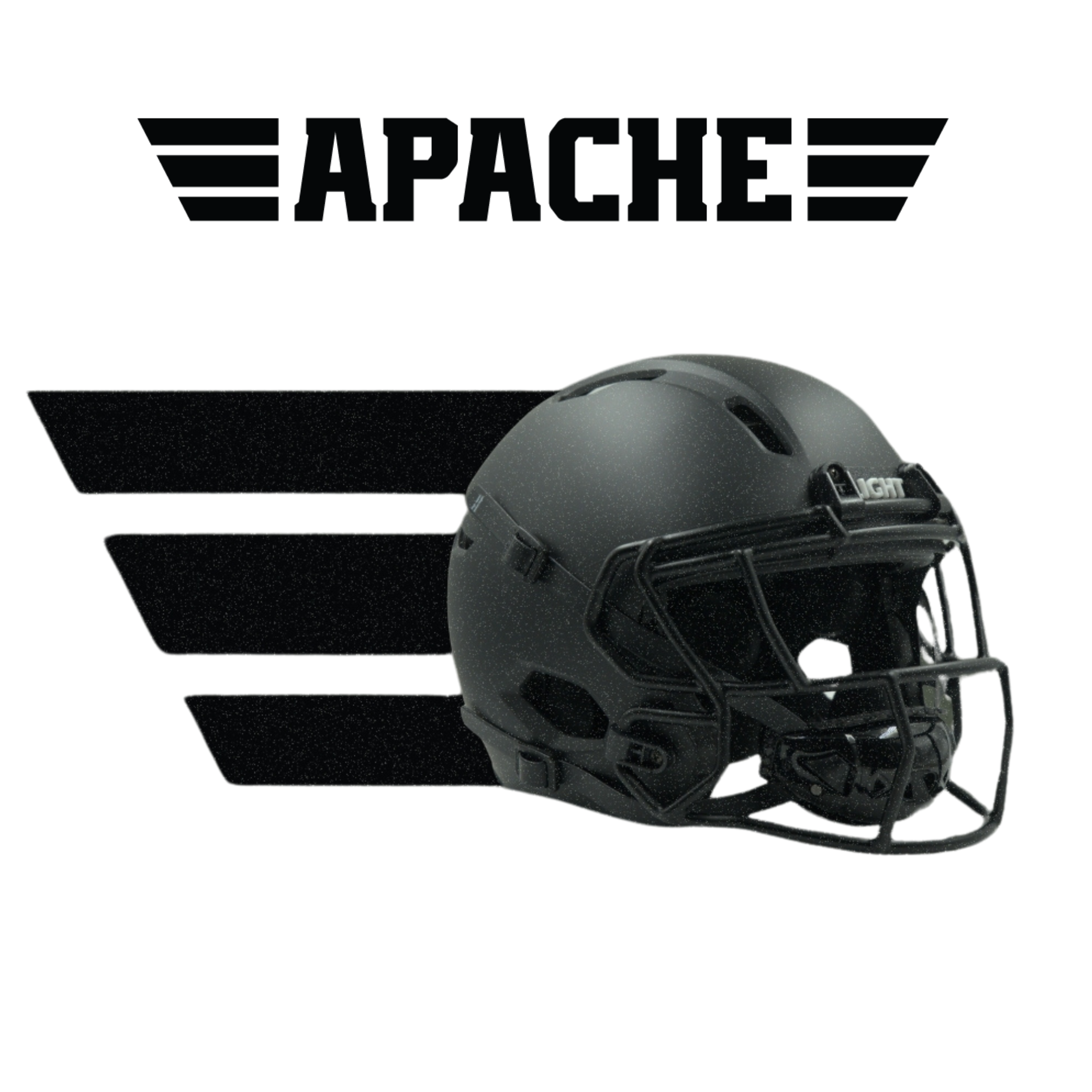 LIGHT Apache Black Football Helmet with LIGHT Apache Logo